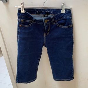 Girls Knee length dark wash jean shorts
